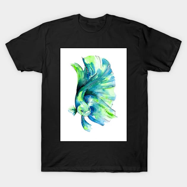 Betta Fish Green T-Shirt by EveiArt